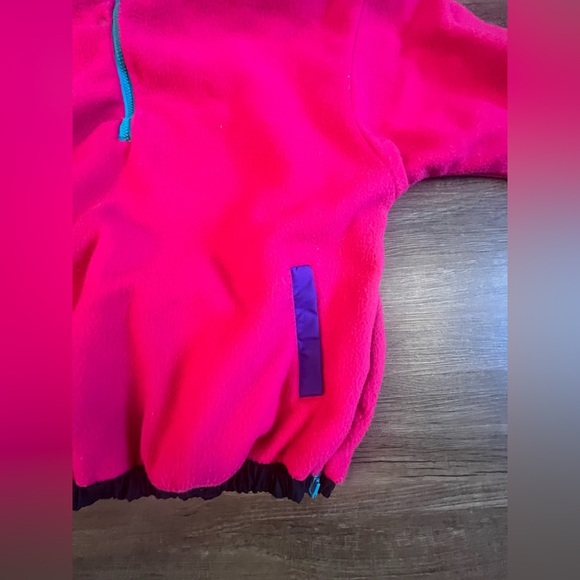Colorblock Pullover Neon Pink Anorak Fleece Lined Snap Jacket Large Retro G4‎ - Picture 6 of 14